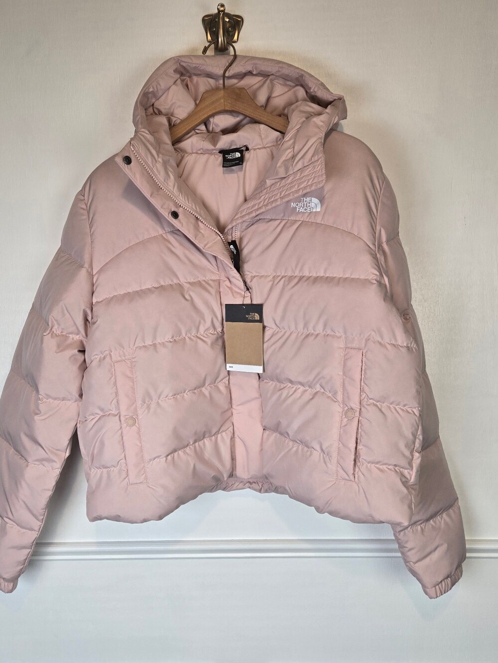 NWT The North Face Light Pink Moss Hooded Baltic Down Puffer Jacket Coat Sz XL - Picture 2 of 14